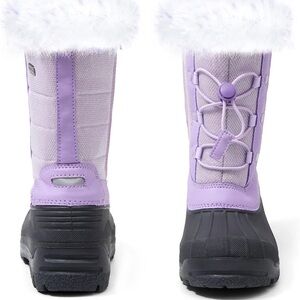 Purple and Black Winter Boots with Faux Fur Trim